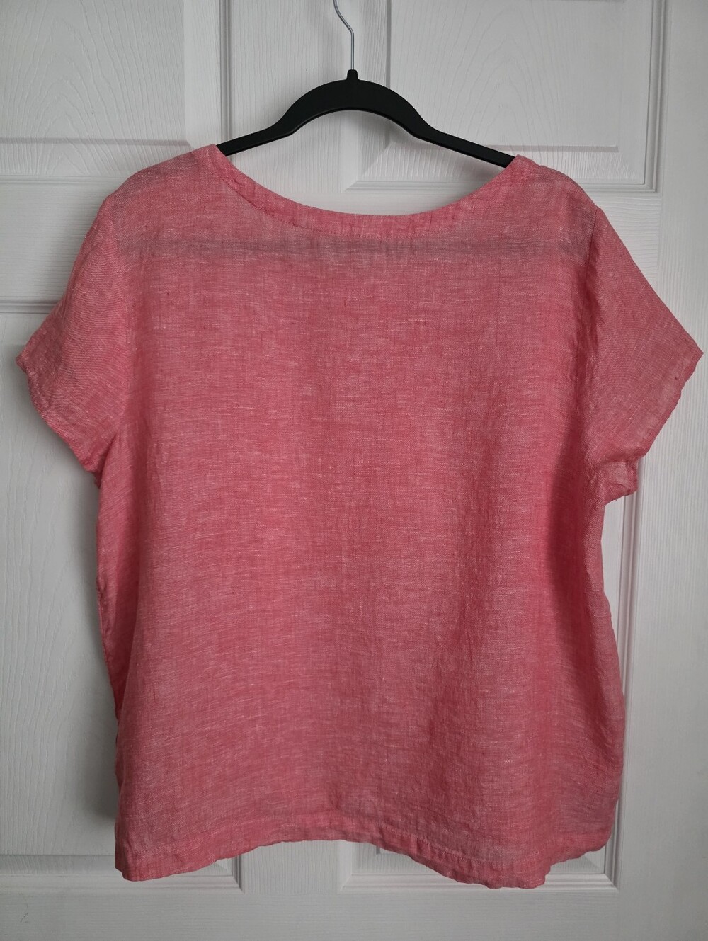 Cynthia Rowley Pink 100% Linen Side Button Short Sleeve Top XL Coastal - Picture 2 of 7